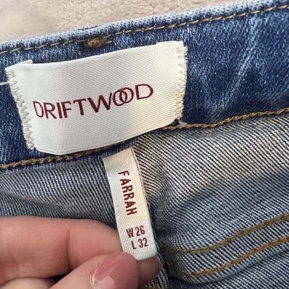 Driftwood Jeans Womens 26 Blue Denim Farrah Capri Flare Floral Boho Stretch - Picture 7 of 11